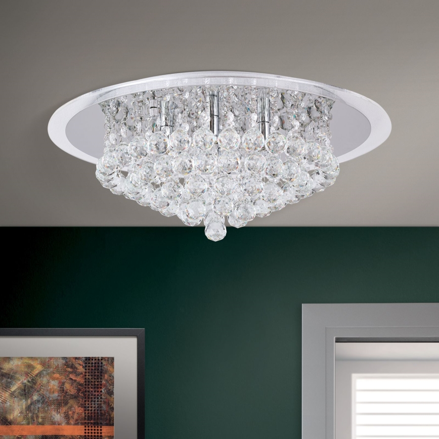 Kristallikattovalaisin GLORIA 6xG9/40W/230V halkaisija 50 cm läpinäkyvä/kiiltävä kromi