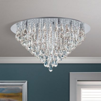 Kristallikattovalaisin CELESTE 12xG9/40W/230V halkaisija 75 cm kiiltävä kromi