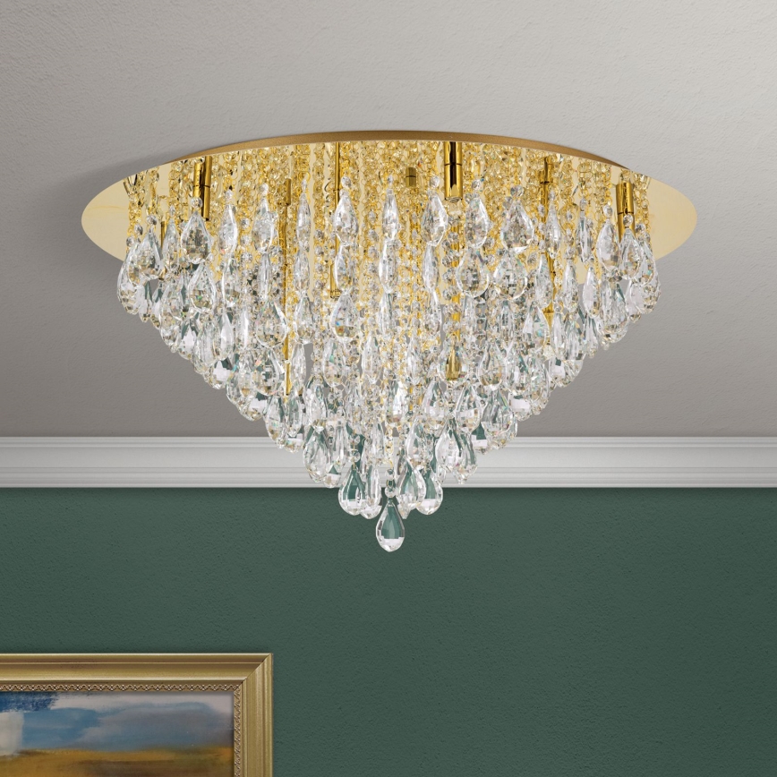 Kristallikattovalaisin CELESTE 12xG9/40W/230V halkaisija 75 cm kulta