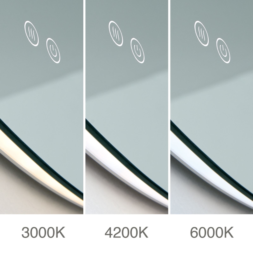 FOCUS LED lämmitettävä kylpyhuoneen seinäpeili LED-valaistuksella 30W/230V 3000/4200/6000K halkaisija 100 cm IP44