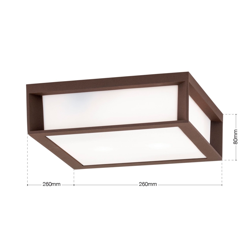 Ulkovalaisin HENRY 2xE27/15W/230V 26x26 cm IP44 ruskea