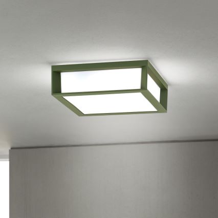 Ulkovalaisin HENRY 2xE27/15W/230V 26x26 cm IP44 vihreä