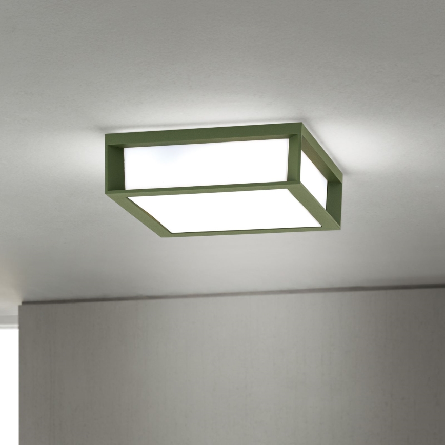 Ulkovalaisin HENRY 2xE27/15W/230V 26x26 cm IP44 vihreä