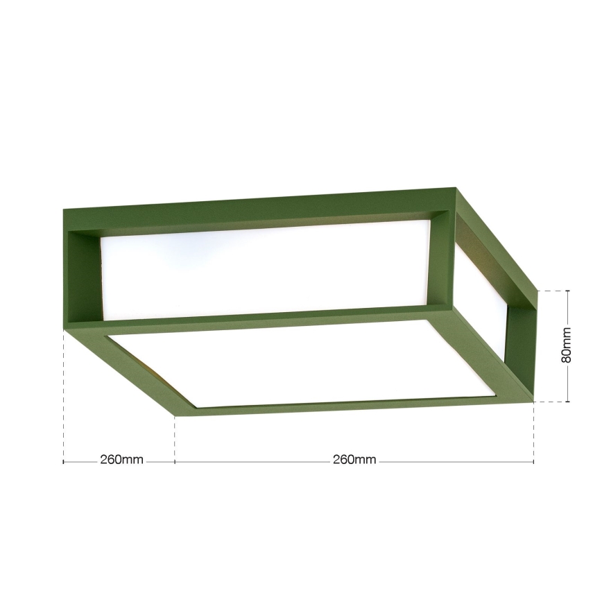 Ulkovalaisin HENRY 2xE27/15W/230V 26x26 cm IP44 vihreä