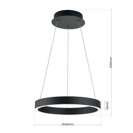 himmennettävä LED-riippuvalaisin vaijerilla KOLK LED/40W/230V 2700/3000/4000K halkaisija 40 cm musta