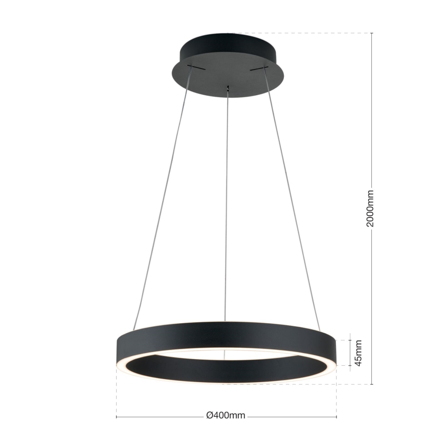himmennettävä LED-riippuvalaisin vaijerilla KOLK LED/40W/230V 2700/3000/4000K halkaisija 40 cm musta