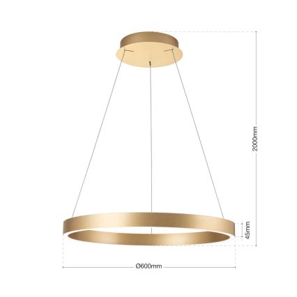 himmennettävä LED-riippuvalaisin vaijerilla KOLK LED/60W/230V 2700/3000/4000K halkaisija 60 cm kultainen