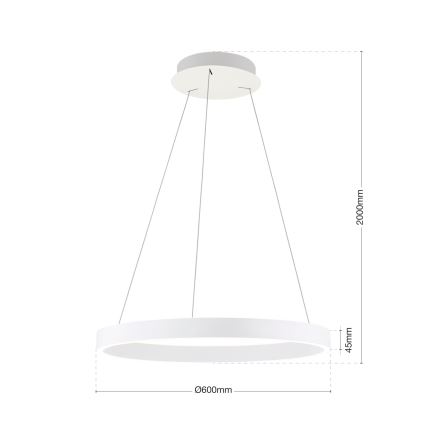 LED-himennettävä riippuvalaisin kaapelilla KOLK LED/60W/230V 2700/3000/4000K halkaisija 60 cm valkoinen