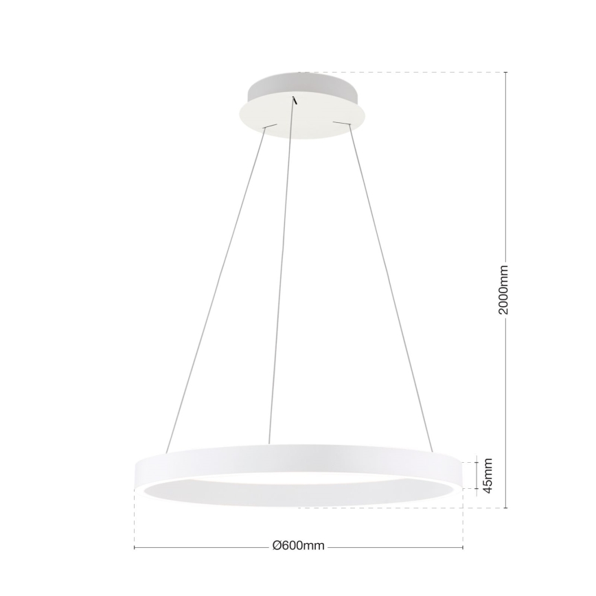 LED-himennettävä riippuvalaisin kaapelilla KOLK LED/60W/230V 2700/3000/4000K halkaisija 60 cm valkoinen