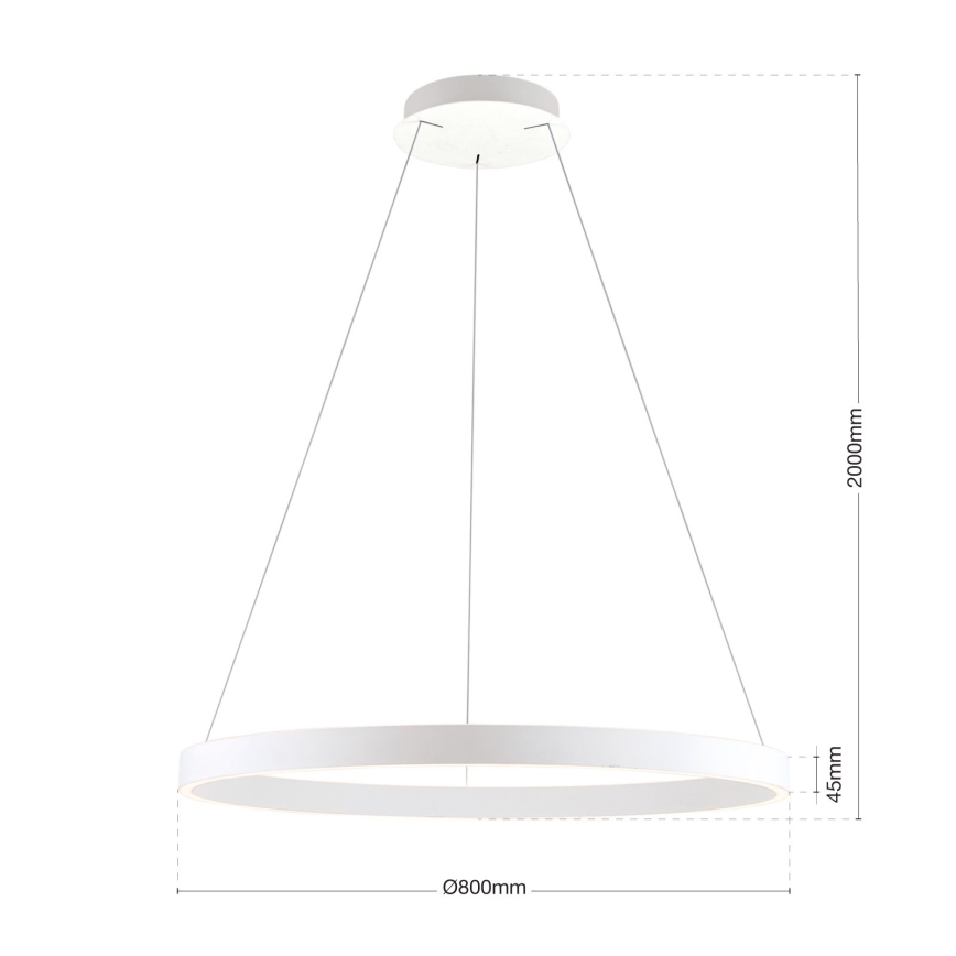 LED-himmennettävä riippuvalaisin vaijerilla KOLK LED/80W/230V 2700/3000/4000K, halkaisija 80 cm, valkoinen