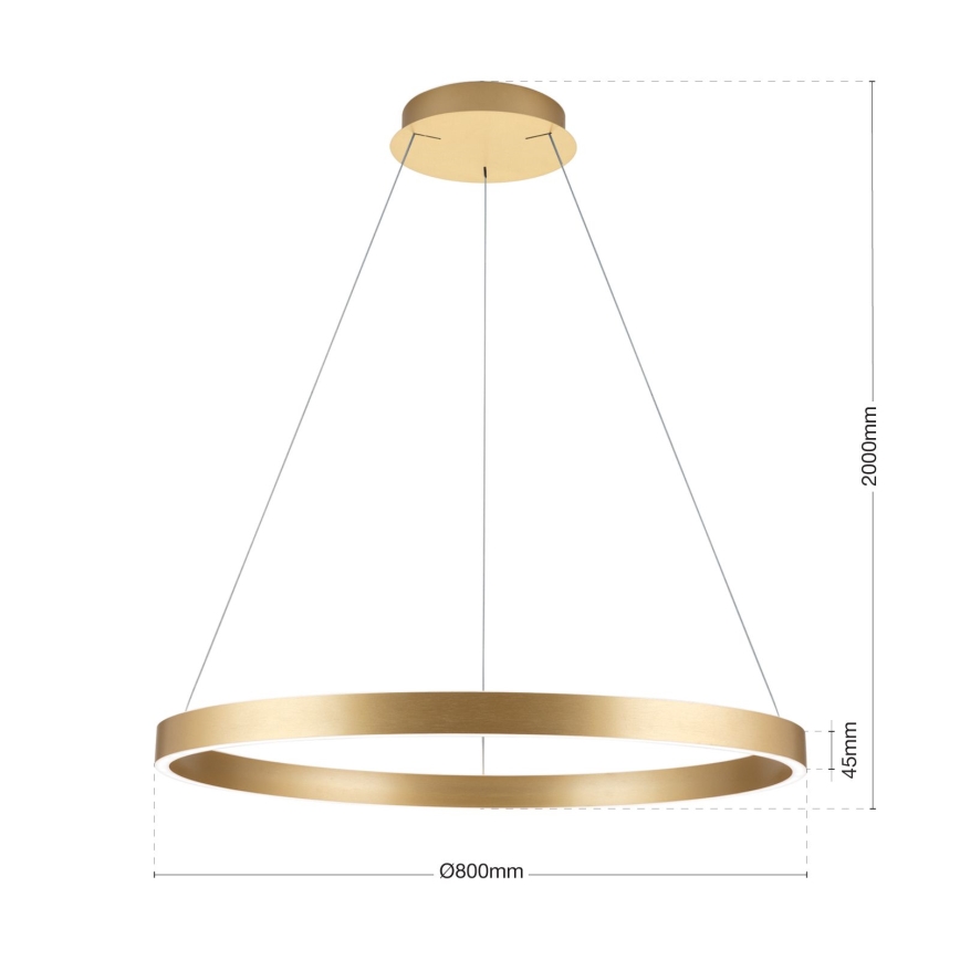 himmennettävä LED-riippuvalaisin vaijerilla KOLK LED/80W/230V 2700/3000/4000K Ø 80 cm kultainen