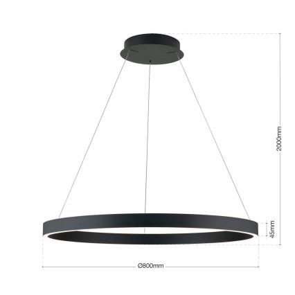 LED-himennettävä riippuvalaisin kaapelilla KOLK LED/80W/230V 2700/3000/4000K halkaisija 80 cm musta