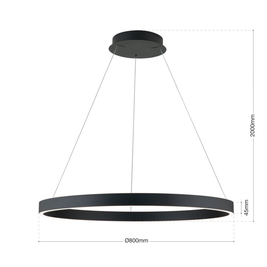 LED-himennettävä riippuvalaisin kaapelilla KOLK LED/80W/230V 2700/3000/4000K halkaisija 80 cm musta