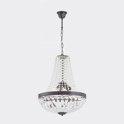 Kristalli-ketjukattokruunu ARILA 3xE27/60W/230V halkaisija 40 cm ruskea/patina