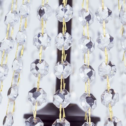 Kristalli-ketjukattokruunu ARILA 3xE27/60W/230V halkaisija 40 cm ruskea/patina