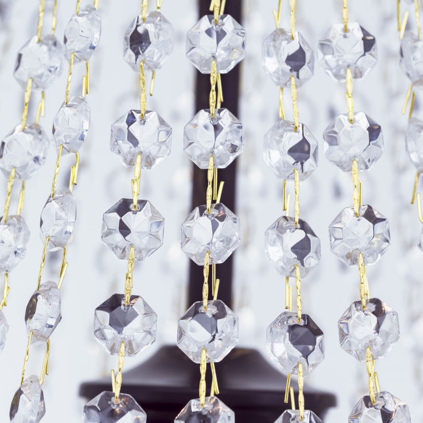 Kristalli-ketjukattokruunu ARILA 3xE27/60W/230V halkaisija 40 cm ruskea/patina