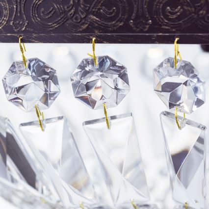 Kristalli-ketjukattokruunu ARILA 3xE27/60W/230V halkaisija 40 cm ruskea/patina