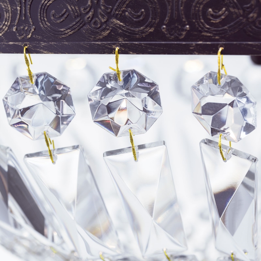 Kristalli-ketjukattokruunu ARILA 3xE27/60W/230V halkaisija 40 cm ruskea/patina