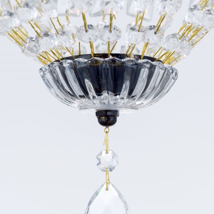 Kristalli-ketjukattokruunu ARILA 1xE27/60W/230V halkaisija 25 cm ruskea/patina