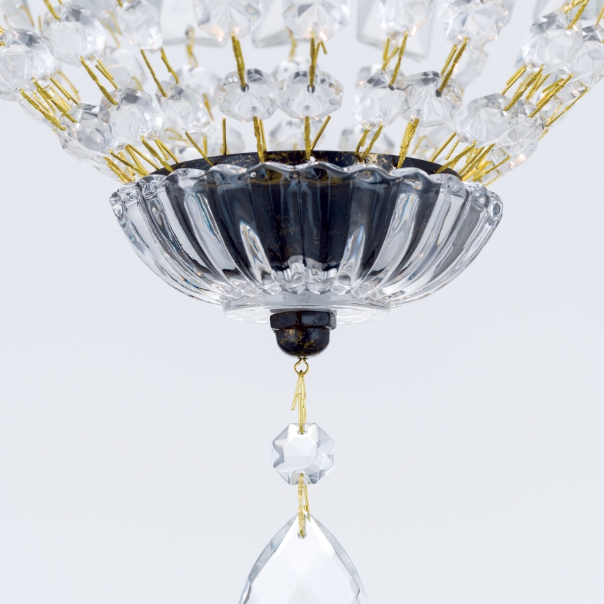 Kristalli-ketjukattokruunu ARILA 1xE27/60W/230V halkaisija 25 cm ruskea/patina