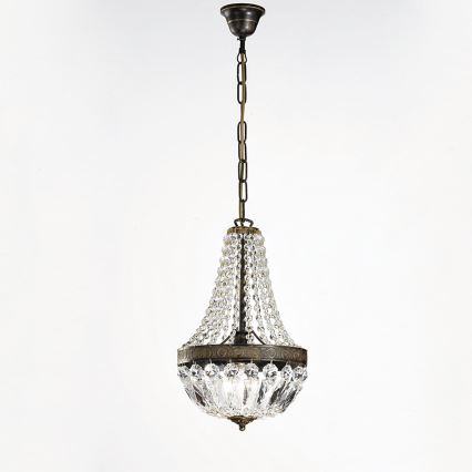 Kristalli-ketjukattokruunu ARILA 1xE27/60W/230V halkaisija 25,5 cm ruskea/patina