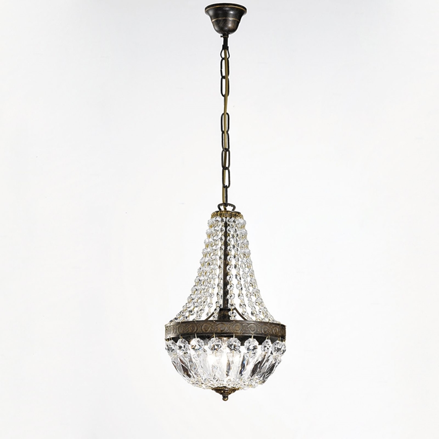 Kristalli-ketjukattokruunu ARILA 1xE27/60W/230V halkaisija 25,5 cm ruskea/patina