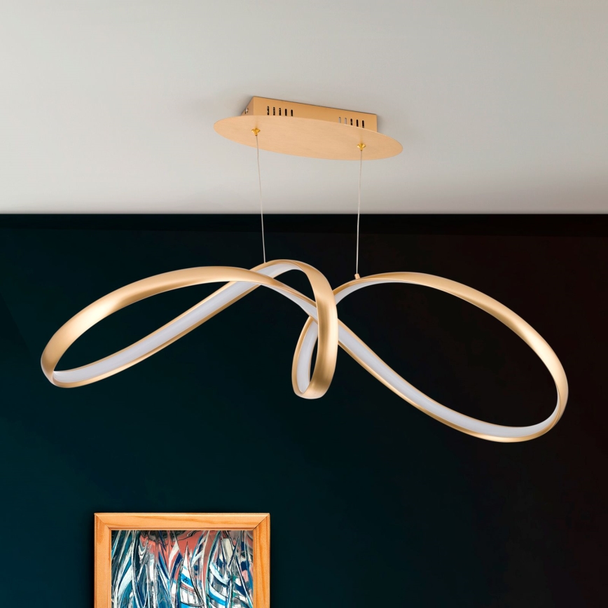 LED himmennettävä kattokruunu köydellä CIRCUS LED/36W/230V kulta