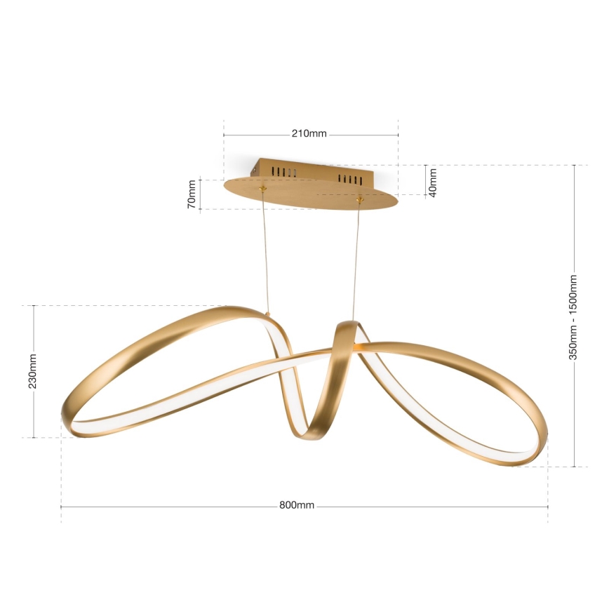 LED himmennettävä kattokruunu köydellä CIRCUS LED/36W/230V kulta