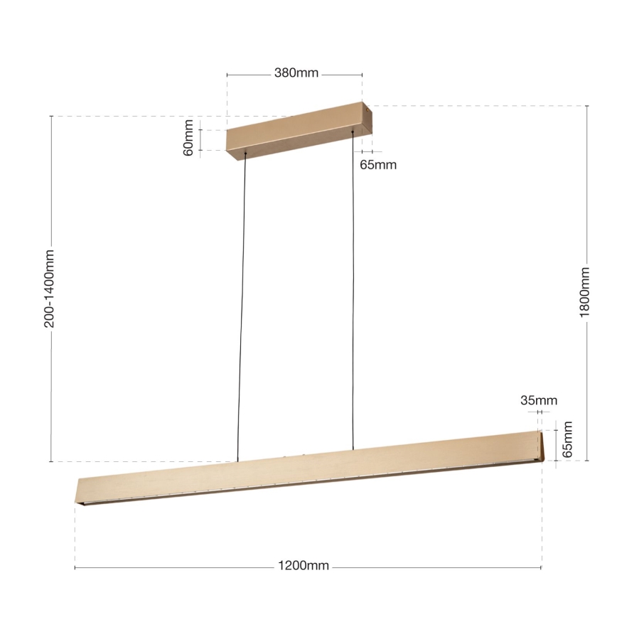 LED himmennettävä kattokruunu köydellä TARA LED/44W/230V 2700/3800/4500/5700K kulta