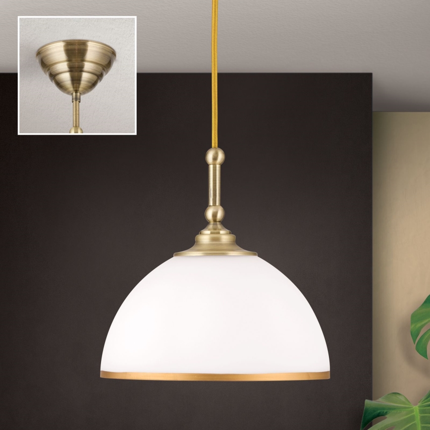 Kattokruunu johdossa OLD LAMP 1xE27/40W/230V valkoinen/pronssi