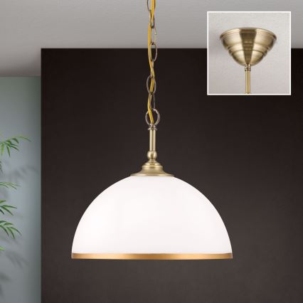 Kattokruunu ketjussa OLD LAMP 1xE27/40W/230V halkaisija 30 cm valkoinen/pronssi