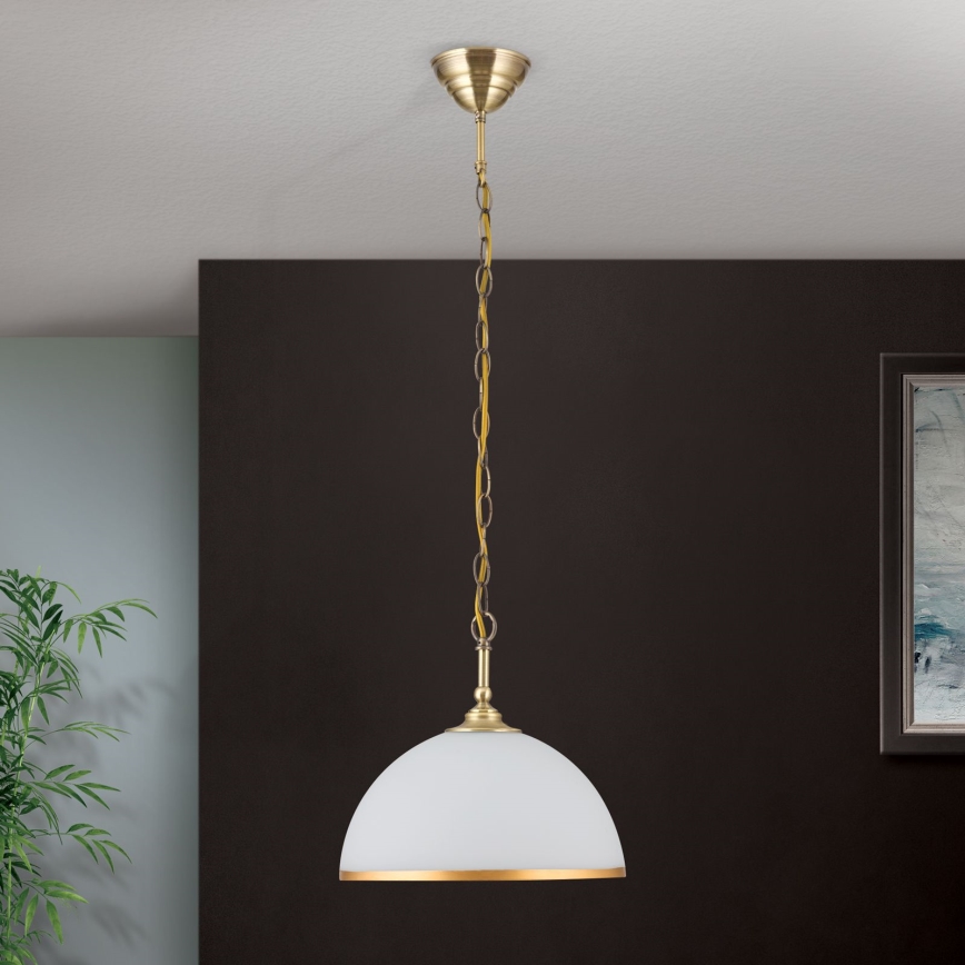 Kattokruunu ketjussa OLD LAMP 1xE27/40W/230V halkaisija 30 cm valkoinen/pronssi