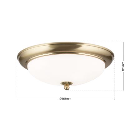 Kattovalaisin EMPIRA 2xE27/40W/230V, halkaisija 35,5 cm, messinki