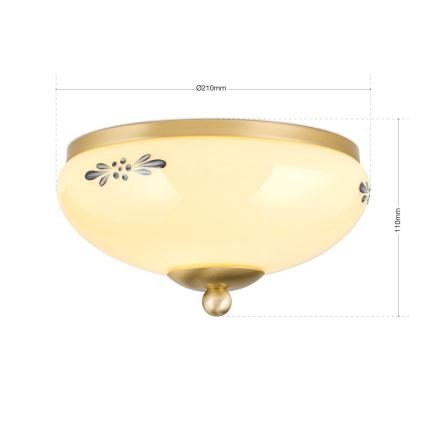 Kattovalaisin LANDHAUS 1xE27/60W/230V halkaisija 21 cm messinki/beige/sininen
