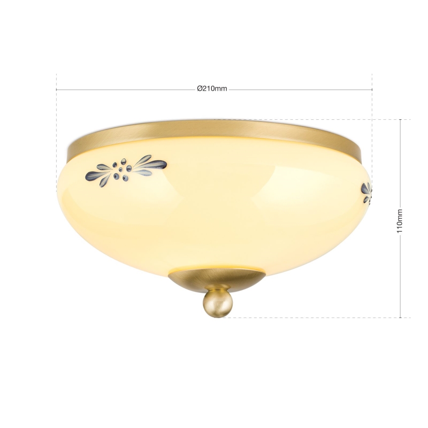 Kattovalaisin LANDHAUS 1xE27/60W/230V halkaisija 21 cm messinki/beige/sininen