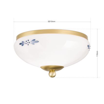 Kattovalaisin LANDHAUS 1xE27/60W/230V halkaisija 21 cm messinki/valkoinen/sininen