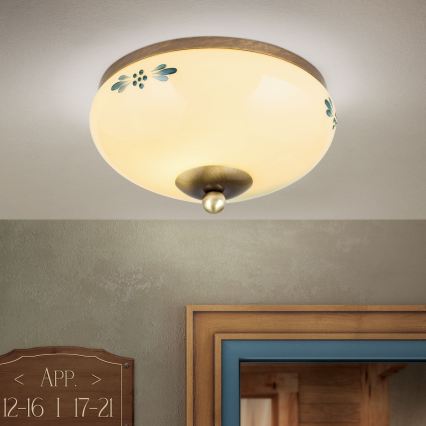 Kattovalaisin LANDHAUS 1xE27/60W/230V halkaisija 21 cm pronssi/beige/sininen