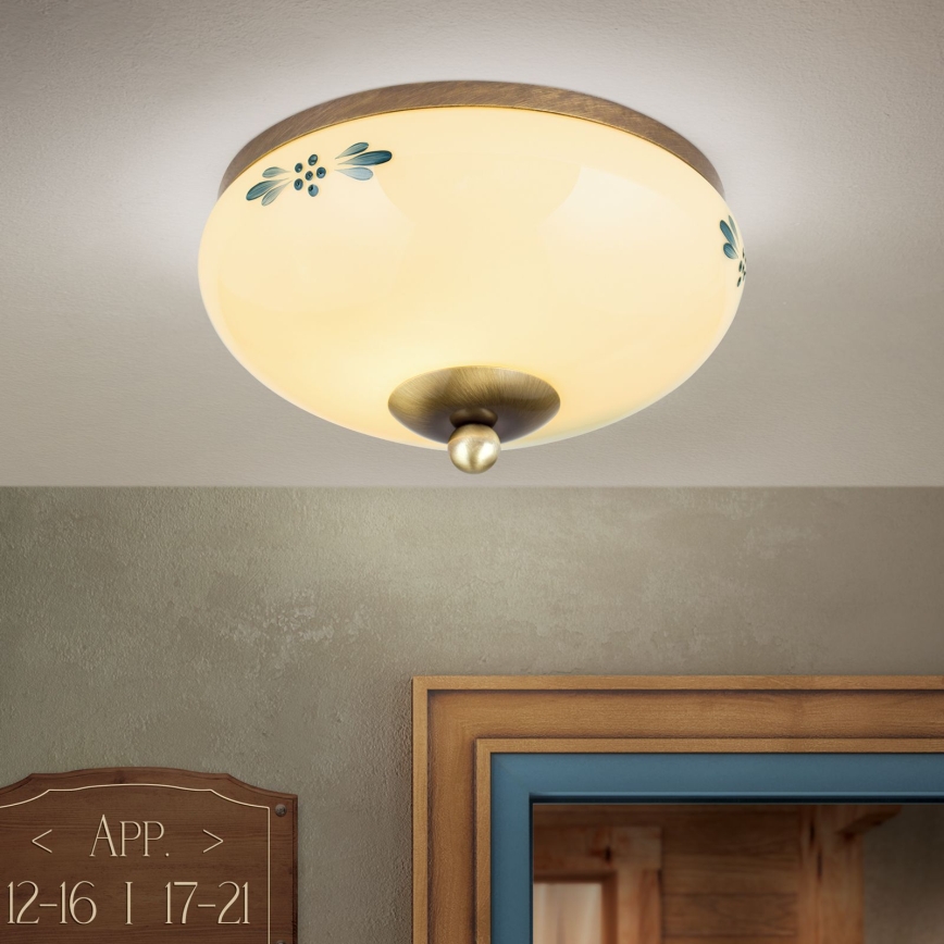 Kattovalaisin LANDHAUS 1xE27/60W/230V halkaisija 21 cm pronssi/beige/sininen