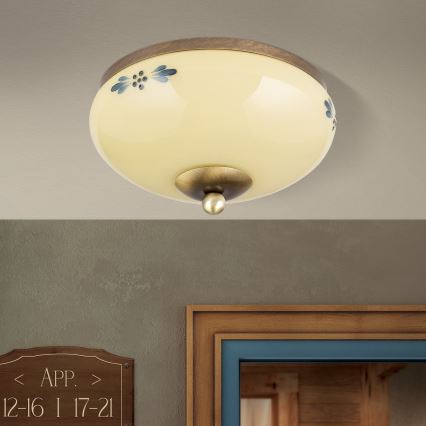 Kattovalaisin LANDHAUS 1xE27/60W/230V halkaisija 21 cm pronssi/beige/sininen