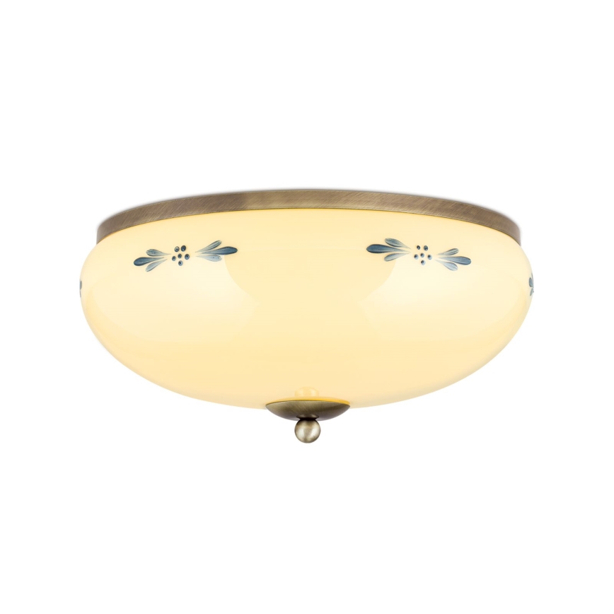 Kattovalaisin LANDHAUS 3xE27/60W/230V Ø 35 cm pronssi/beige/sininen