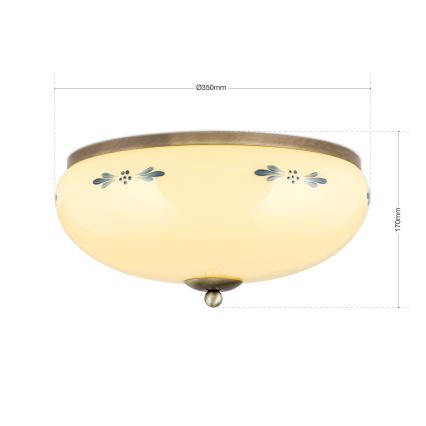 Kattovalaisin LANDHAUS 3xE27/60W/230V Ø 35 cm pronssi/beige/sininen