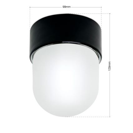 Kattovalaisin OSTIA 1xE27/40W/230V halkaisija 9,8 cm musta