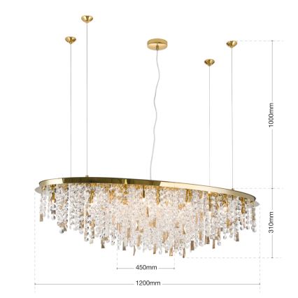 Kristallikruunu johdossa CRYSTALRIVER 21xG9/40W/230V kulta