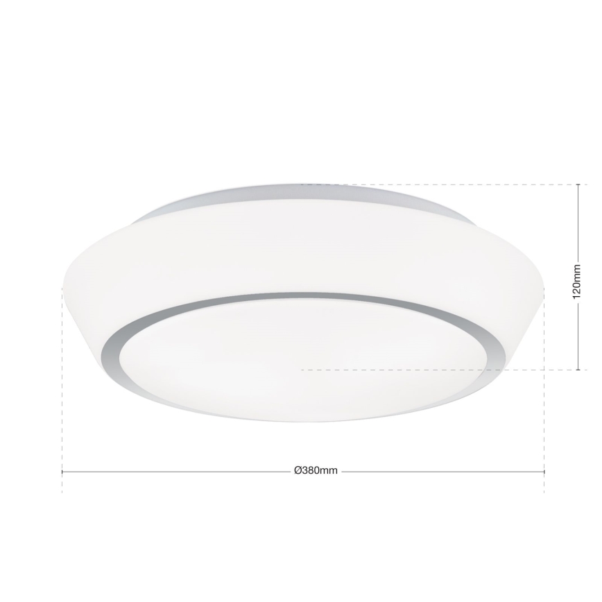 Kylpyhuoneen kattovalaisin TENA 3xE27/60W/230V Ø 38 cm IP44, valkoinen