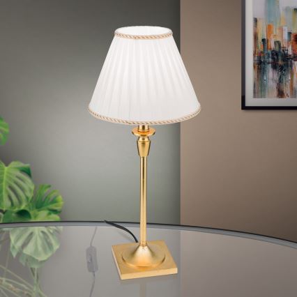 Pöytävalaisin FONSA 1xE27/60W/230V 61 cm valkoinen/kulta