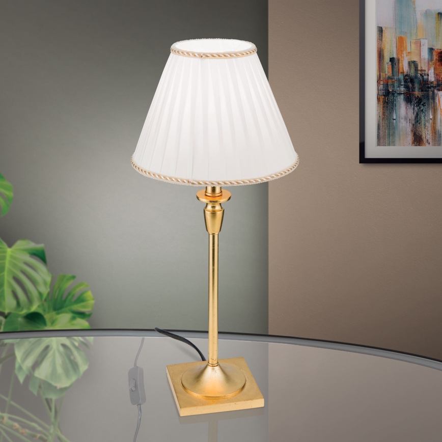 Pöytävalaisin FONSA 1xE27/60W/230V 61 cm valkoinen/kulta