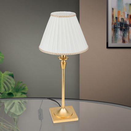 Pöytävalaisin FONSA 1xE27/60W/230V 61 cm valkoinen/kulta