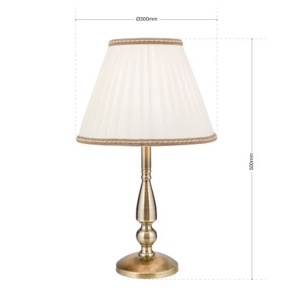 Pöytävalaisin TONIA 1xE27/60W/230V halkaisija 30 cm valkoinen/pronssi