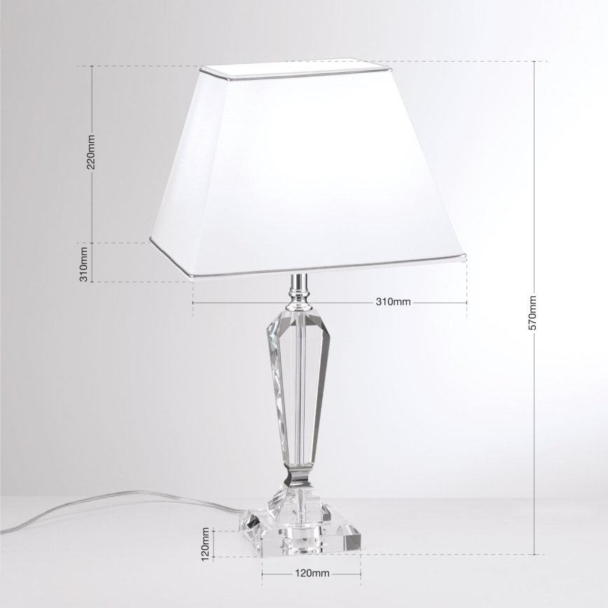 Kristallipöytävalaisin VERONIQUE 1xE27/60W/230V valkoinen/läpinäkyvä