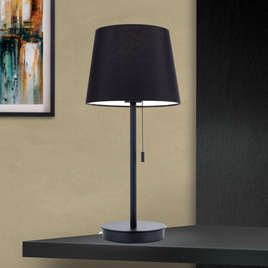 Pöytävalaisin USB-portilla LUDWIG 1xE27/40W/230V 50 cm musta